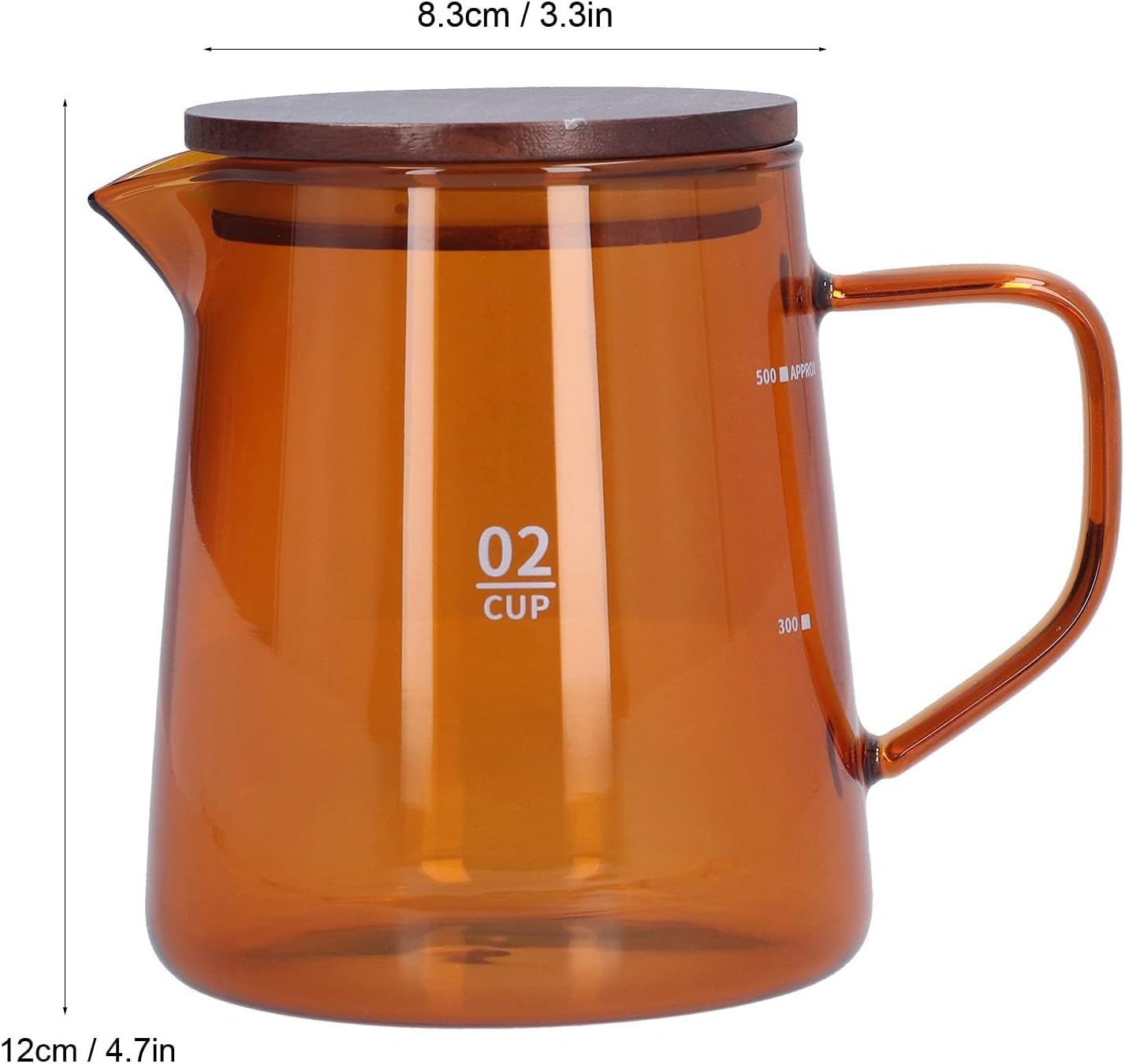 Coffee Server, High Borosilicate Glass Light Thin Coffee Pitcher with Lid Design, Comfortable Anti Scalding 500Ml Coffee Glass Carafe, for Home, Office[Brown]
