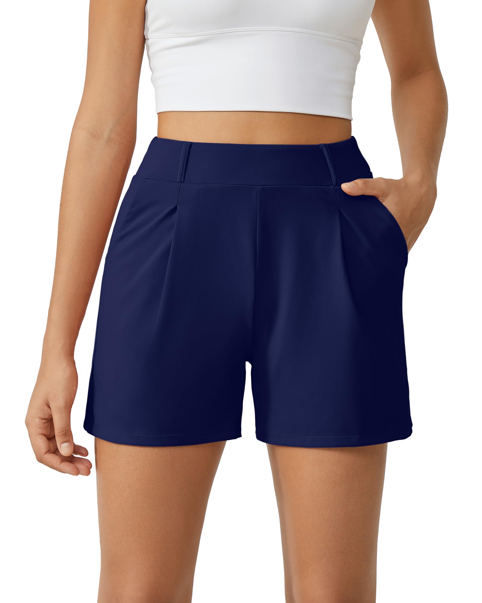G4Free Shorts Damen mit Taschen Sommer Sporthose Hohe Taille Kurze Hose Weite Bein Gym Shorts Elegantes Laufen Kurzhose