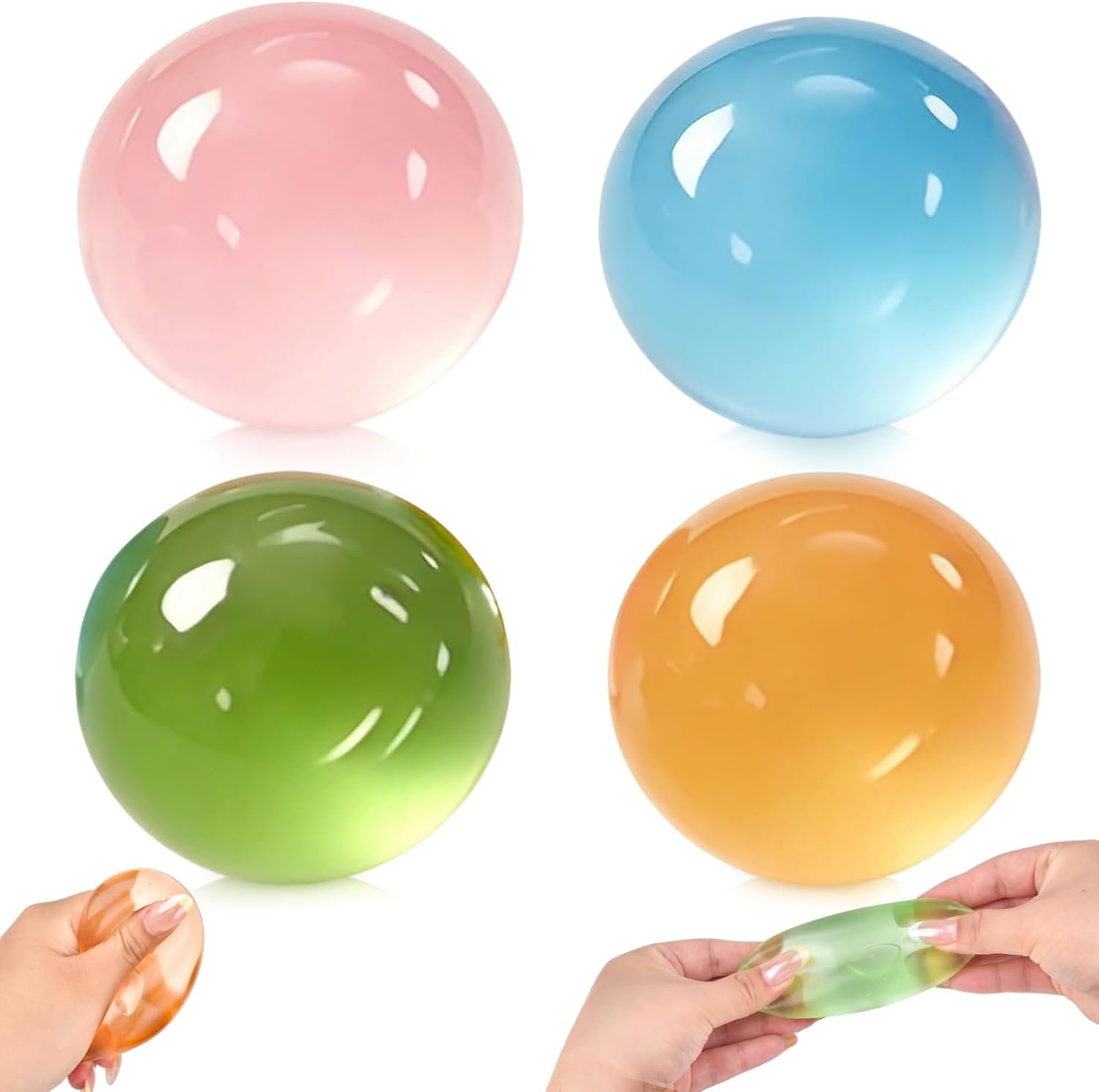 Squishy Fidget Toys, 4PCS Coconut Oil Squishy Stress Balls, Sensory Squishies Balls for Anxiety Relief, Slow Rising Squishy Squeeze Sensory Toys, Squishy Color Fidget Toys for Kids Adults Gifts