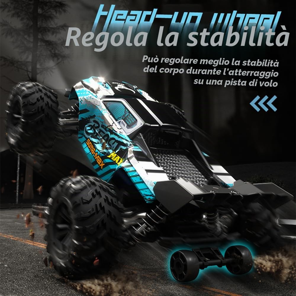 X-Verse SG116 MAX 1:16 Auto Telecomandata Professionale, Impermeabile RC Auto 80KM/H 4WD RC Alta Velocità Offroad con Motore Brushless per Adulti (3 Batterie)