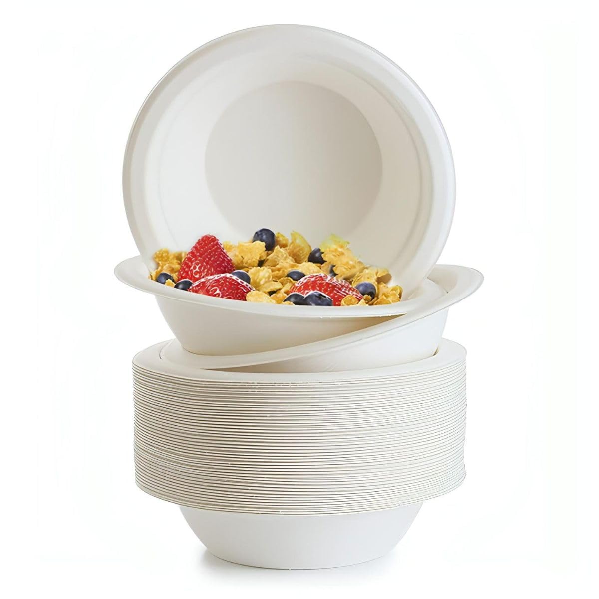 marketcaffe Set di 1000 Piatti Fondi in Polpa di Cellulosa Biodegradabili e Compostabili - Eco-Friendly e Resistenti, Ideali per Eventi e Feste, 100% Biodegradabili - 18 CM