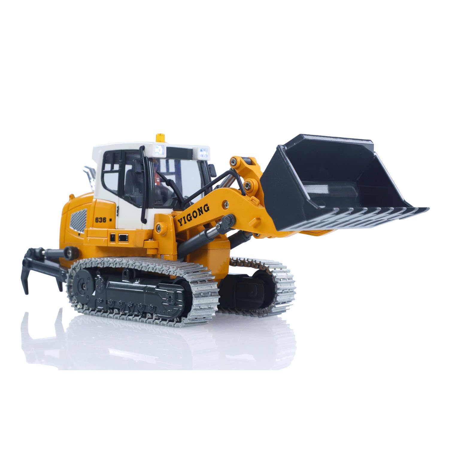 1:50 RC Sollevamento Elettrico Caricatore Tracked LR636 2.4G Veicolo Da Costruzione Metallo Secchio Track Ripper Modello RTR Suono Luce Batteria Hobby Grade Modello per Adulto Hobby (Giallo)
