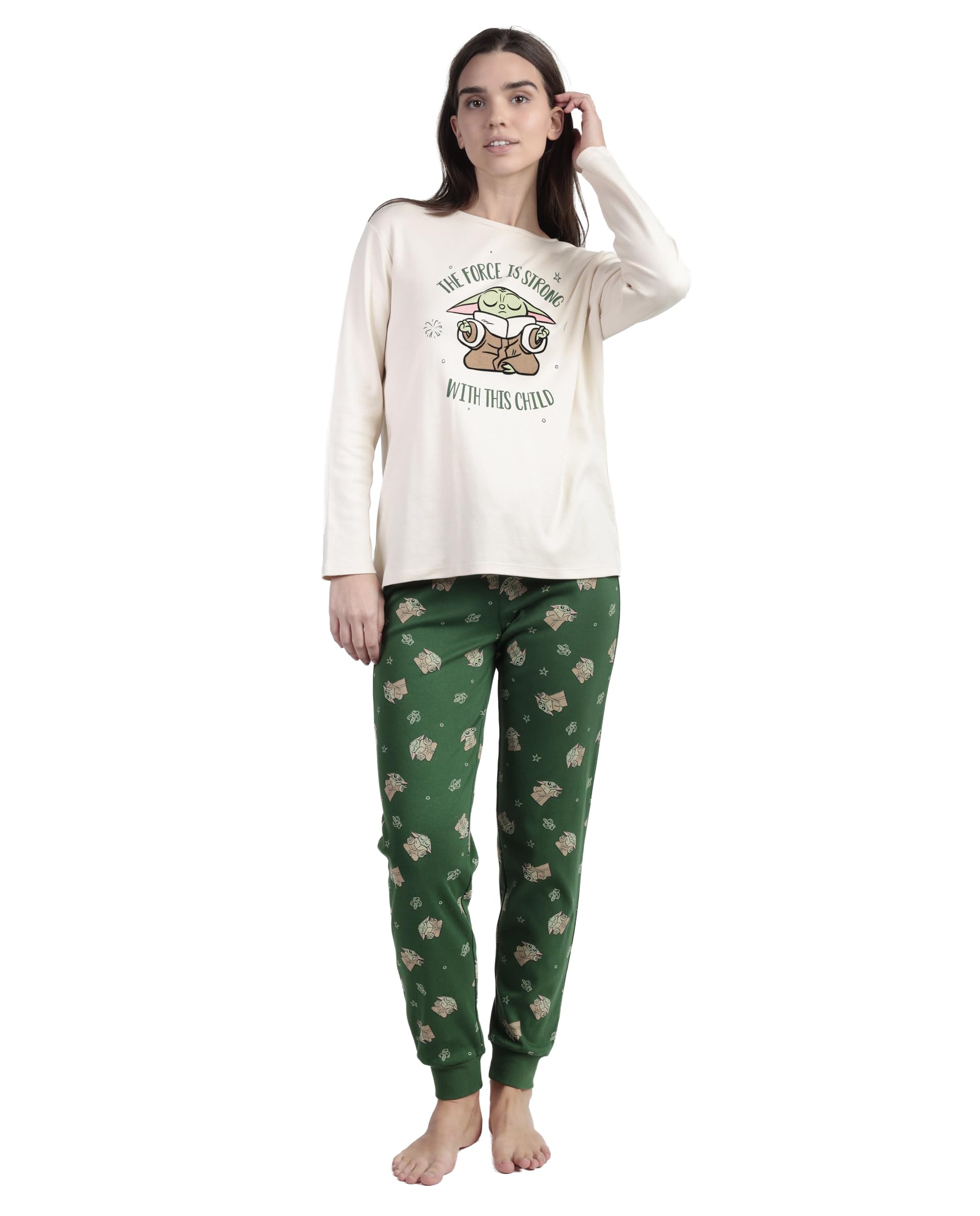 Star Wars Mandalorian Pijama Manga Larga grogu Cute para Mujer