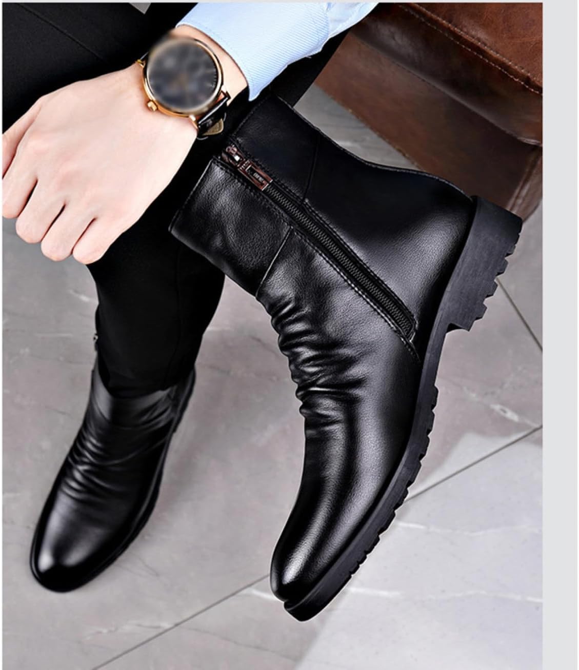 [ＡＰ・Ｒｏｏｍ] ビジネスシューズ チェルシーブーツ サイドジップ ブーツ メンズ 革靴 紳士靴 防滑 サイドジッパー ワークブー