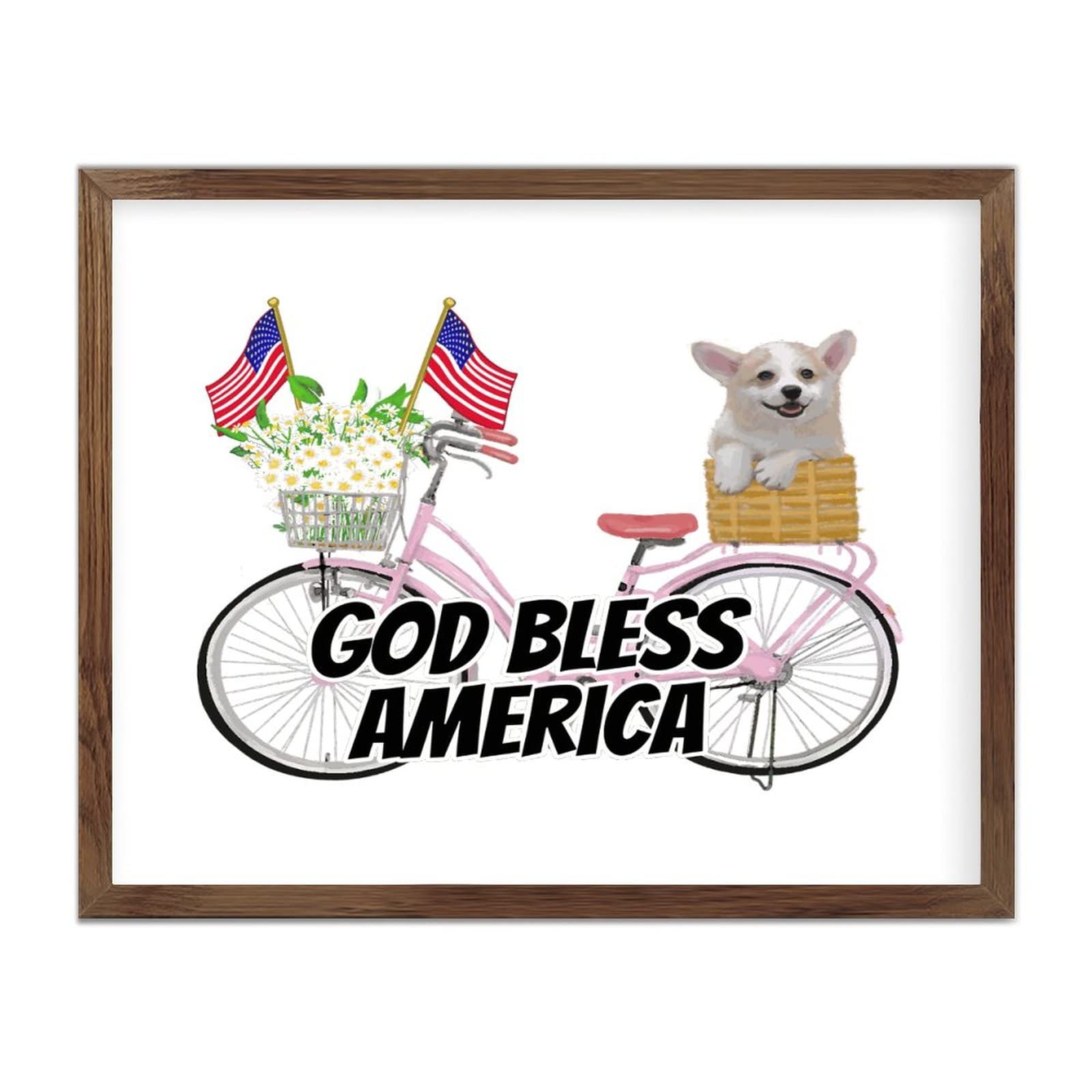 Cadre en bois God Bless America 40,6x50,8 cm aux finitions artisanales