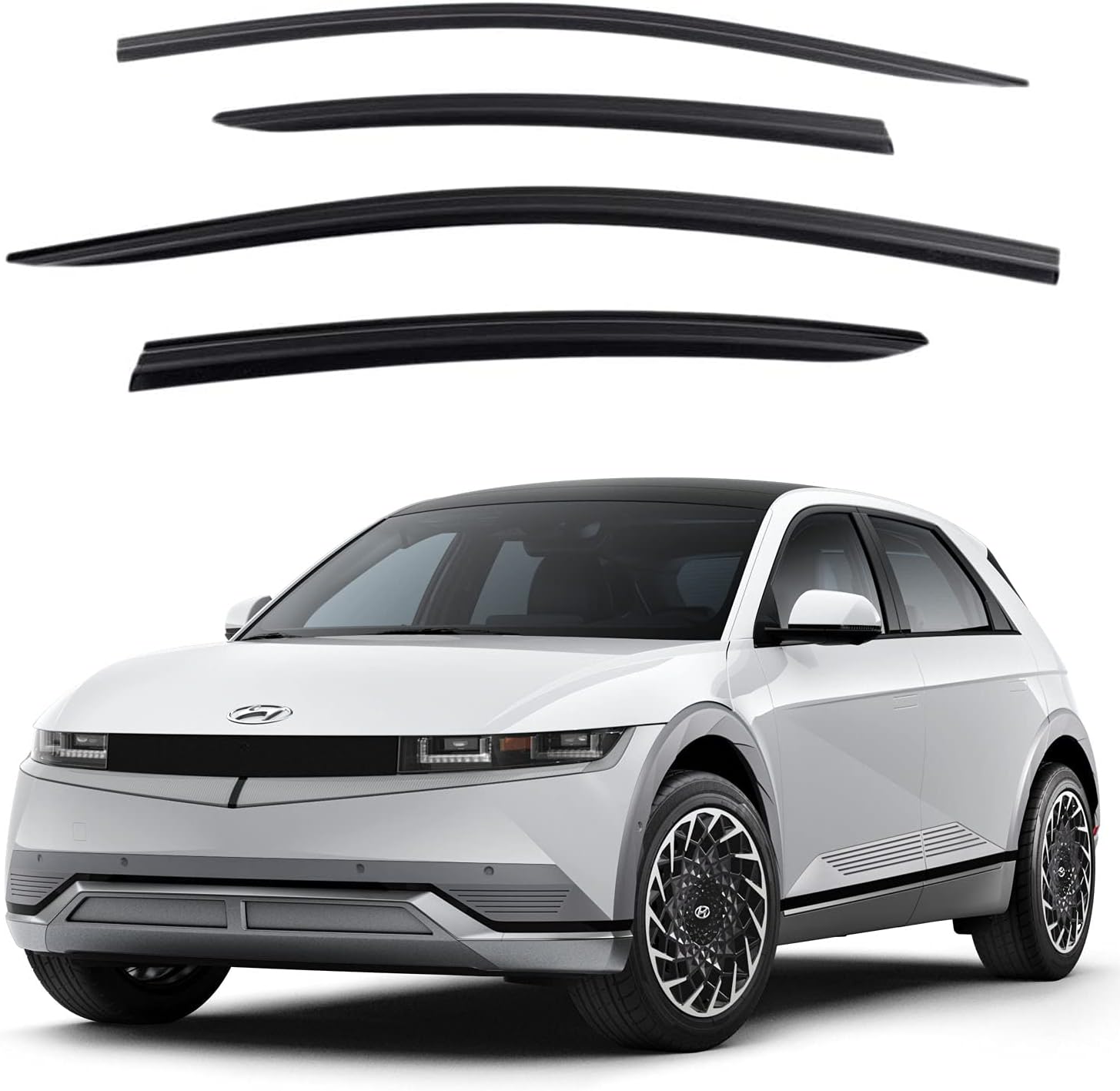 Safe Smoke Window Visor Sun Rain Vent Guard 4 Pcs Set Compatible with 2022~ IONIQ 5 Electric Out Channel Visor