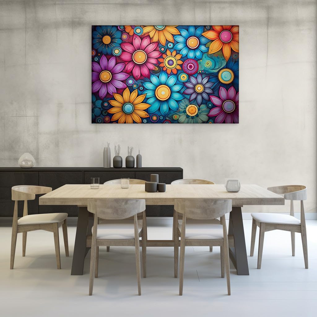 Canvas for Living room. A Tapestry of Blooms Digital Brilliance Meets Nature's Palette, 27 x 18 inch Canvas Wall Art - Contemporary Masterpieces - Modern Home Decor - 69x46 cm (27x18 inch)