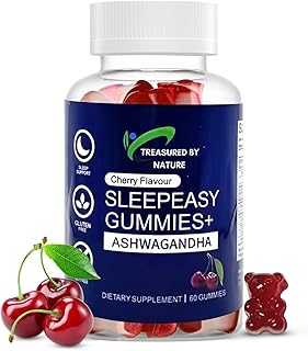 SleepEasy Gummies+ – Melatonin Free Nighttime relaxation Aid with Ashwagandha, Magnesium Citrate & L-Theanine Calming Stre...
