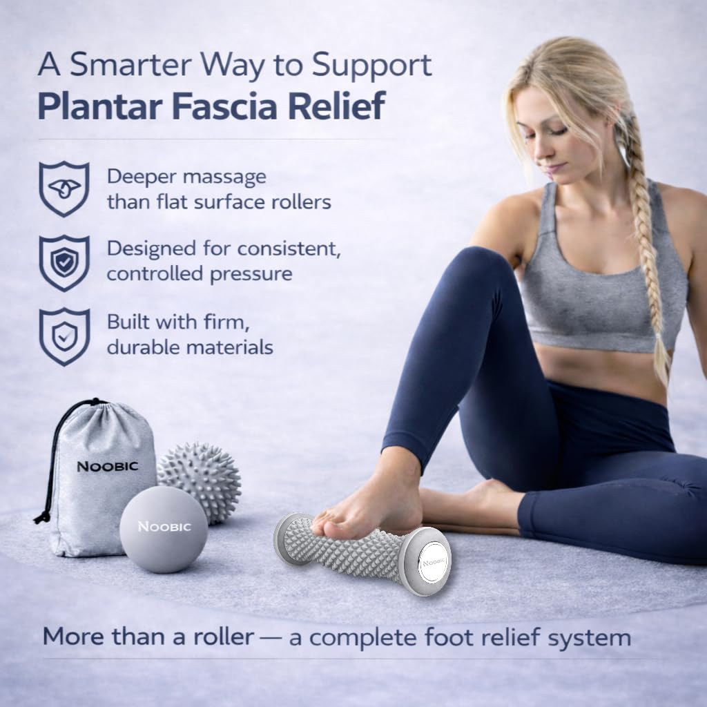 Plantarfasziitis Relief Fußroller Massage Kit - Fußschmerzlinderung mit strukturierter Fußrolle, Lacrosse Ball & Stachel-Massageball
