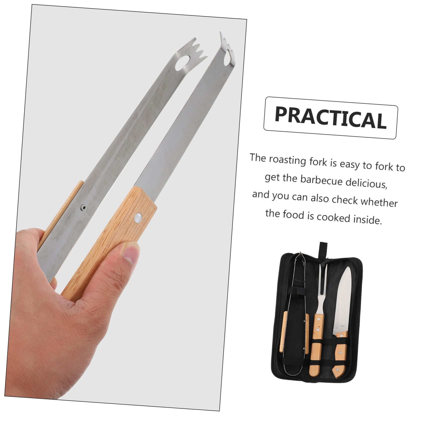 Set Utensili Barbecue 1 Pezzo in Acciaio Inox, Pinza e Forchetta
