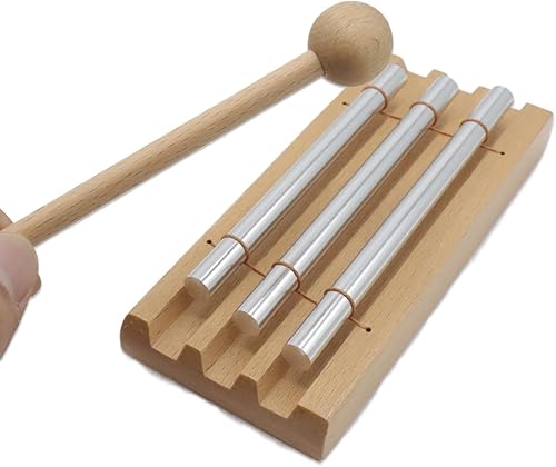 Campana de timbre de mano de tres tonos ideal para yoga, meditación de atención plena, alivio del estrés y gestión del aula, una herramienta