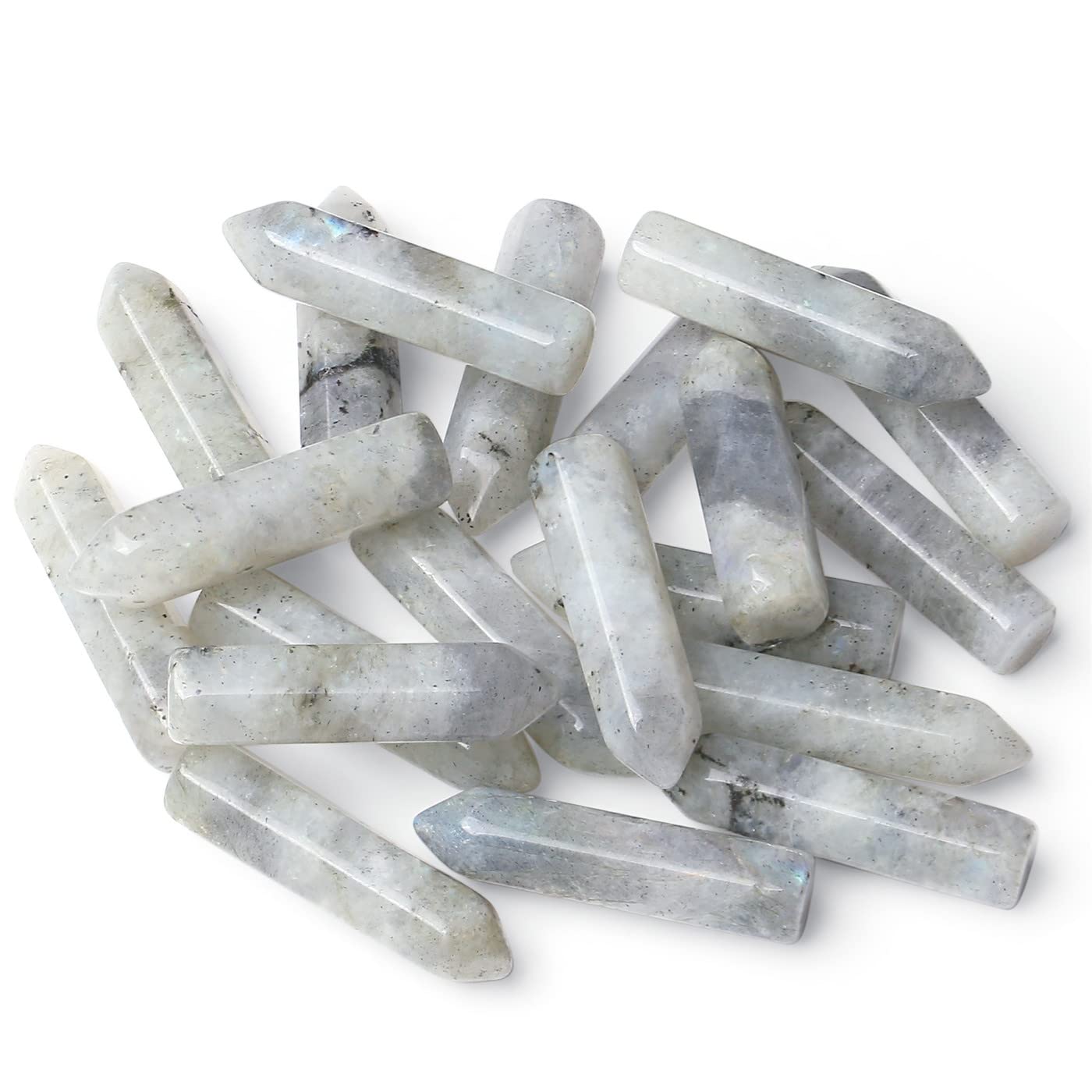 10PCS Labradorite Natural Healing Crystals Stones Sets Polished Tumbled Pocket Gemstones Bulk Hexagonal Points Reiki Energy Balancing Chakra Meditation Therapy Gift