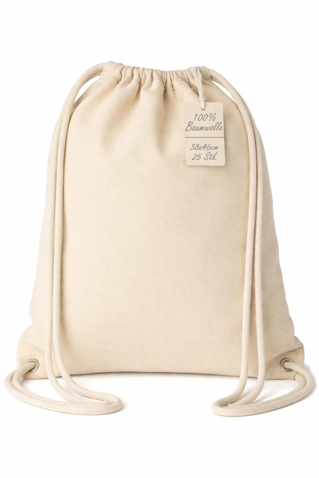 Sacchetto di stoffa in cotone 38 x 46 cm, certificato Oeko-Tex 100, sacca sportiva con coulisse, sacchetto di cotone sostenibile per sport, scuola e tempo libero