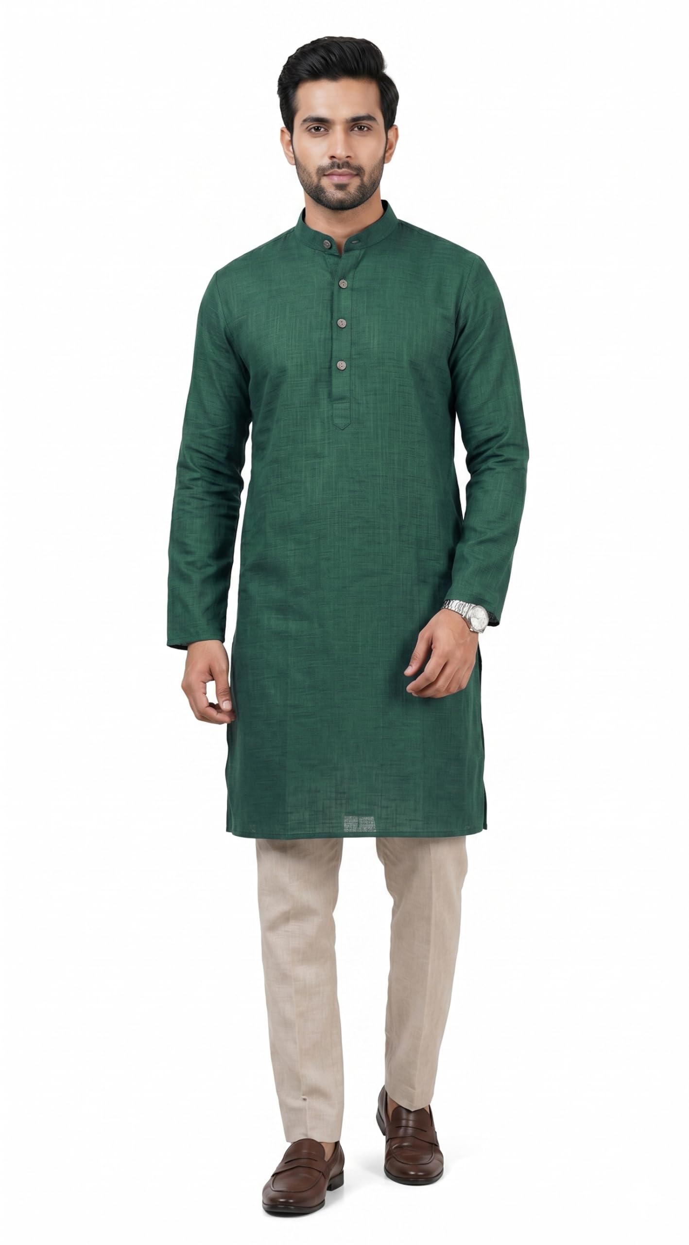 enmozz Multi Colored Cotton Plain Men's Ethnic Kurta Only-picture-10