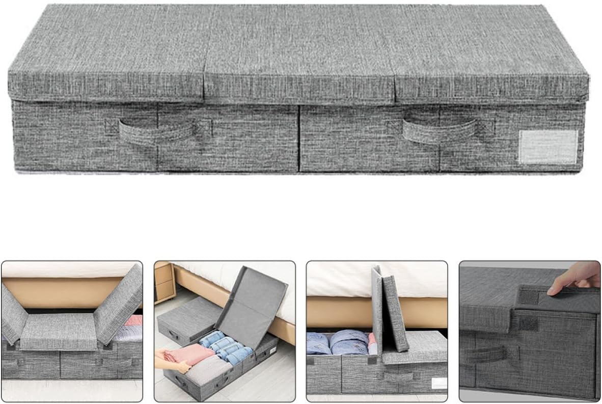 Underbed Storage Box with Lid Versatile Clothes Organizer for Blankets Quilts Shoes Capacity Stackable Design for Space-saving Home Storage Gray