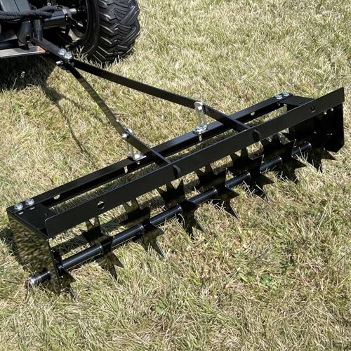 YITAMOTOR 32' Tow Spike Lawn Aerator, Manual Tow Behind Rolling Lawn Aerators with 8 Spikes, 100 LBS Heavy Duty ATV Core Aeration Black Tool for Lawn, Yard, Garden & Patio