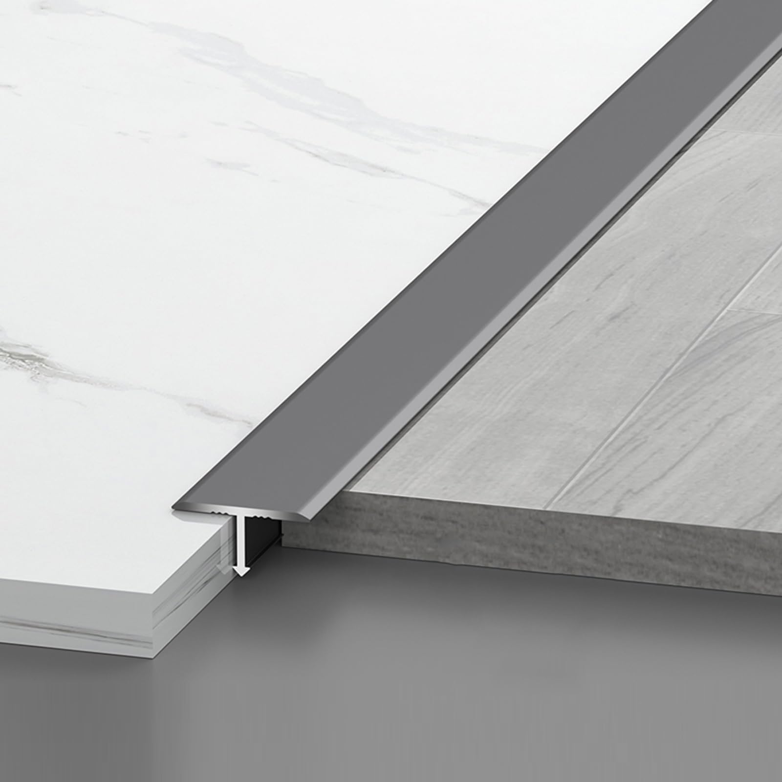 Perfil De Transición para Laminado De Vinilo, Aluminio Tira De Umbral De Transición Ancho 15 22 25mm, Tira Divisoria Plana De Piso para Juntas Entre Suelo Y Baldosa, Moldura En T De Metal(Grey,3Pcs (9