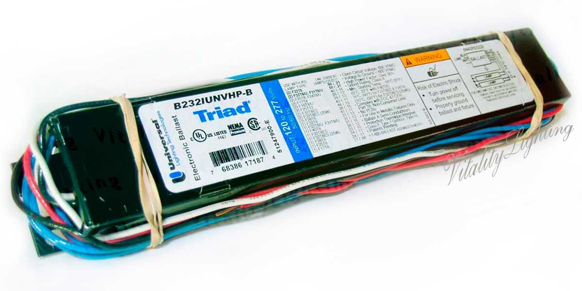 UNIVERSAL B232/120RHA ELECTRONIC BALLAST 2 F32T8* LAMPS ETC. 120v ONLY
