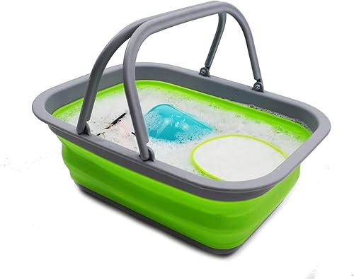 Miniatura 110 de SAMMART SAMMART - Bañera plegable con asa de 9.2L (2.37 galones) - Cesta de picnic portátil al aire libre/cráter - Bolsa de compras plegable - Azul