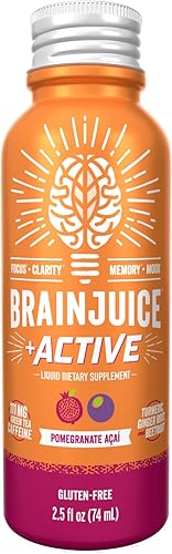 Miniatura 5 de BrainJuice Disparo de apoyo cerebral, suplementos sin gluten para energía y concentración, preentrenamiento con Alpha GPC, vitamina B y extracto de