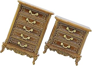 FOYTOKI 2 Pçs Armário De Casa De Bonecas Mini Mesa Lateral Criança Para Decoração De Mesa Em Miniatura Mini Armário Prateleira Mini Armário De Gaveta Mini Kit De Construção De Casa