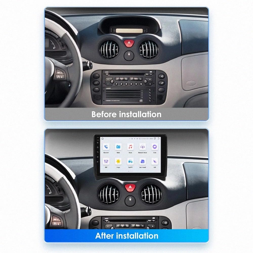 Car Stereo Carplay Radio de Coche para Citroen C2/C3 2002-2006 Soporta Bluetooth, Control Volante, USB, WiFi, 4G, Mirror-Link, GPS Navegador/Radio FM, 8 Nuclear 4G+64G