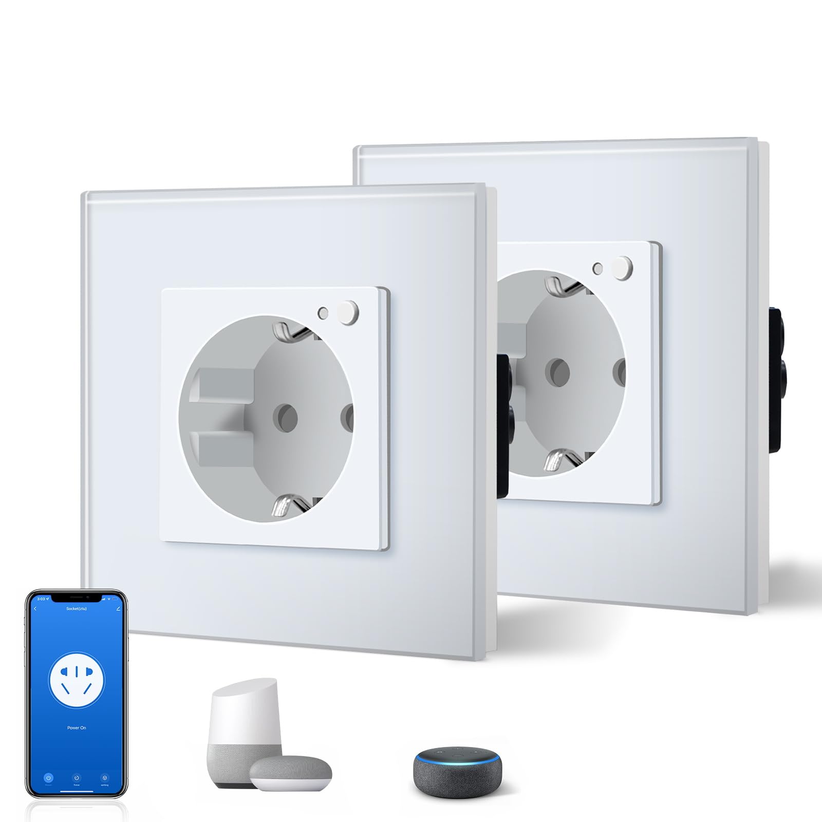 BSEED Enchufe Inteligente con 20W USB y Tipo C,Mate Enchufe Pared Wifi con Medidor Consumo,Control Remoto por APP & Voz,Requiere Cable Neutro,1 Enchufe,Blanco 86mm — view 150