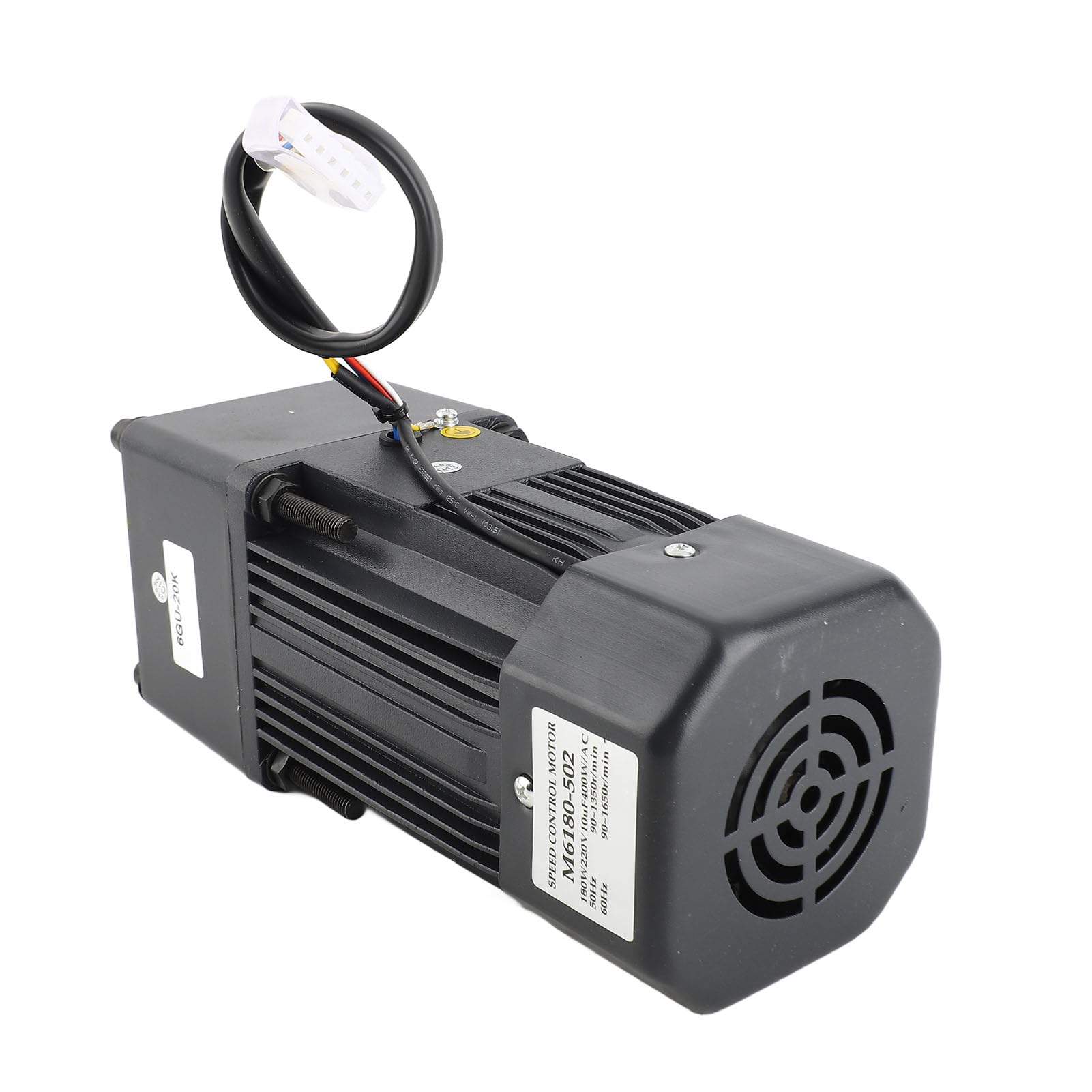 M6180-502 Motoriduttore con Riduttore da 180 W, Motore Reversibile CW/CCW a velocità Regolabile 220 V CA con Ventola di Raffreddamento in Alluminio per 10K-100K (Rapporto di riduzione 20k)