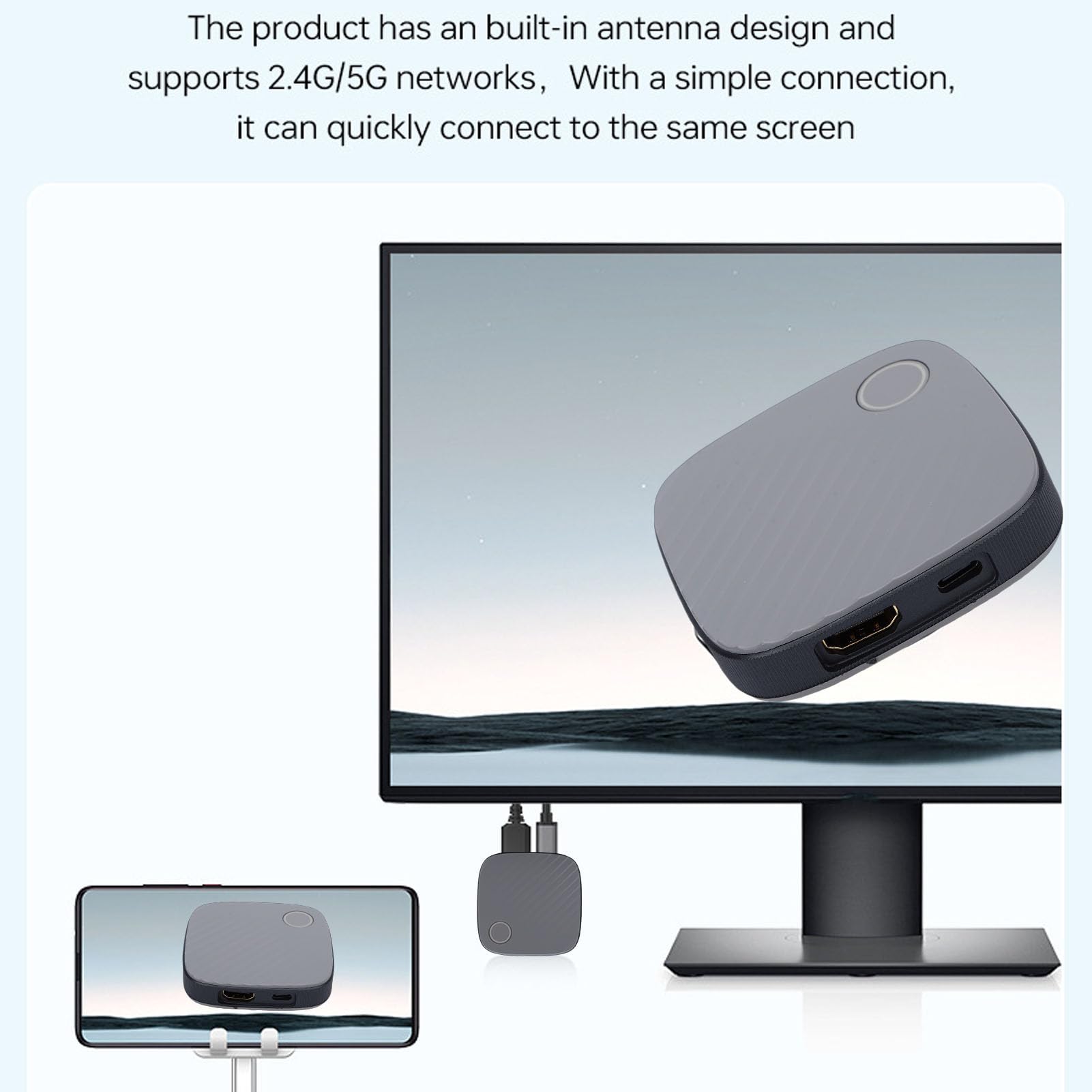 Annadue Adaptateur de Dongle D'affichage HDMI sans Fil 4K 1080P, Extension sans Fil HDMI Vidéo/Audio en Streaming WiFi de Smartphone vers HDTV/Moniteur/projecteur