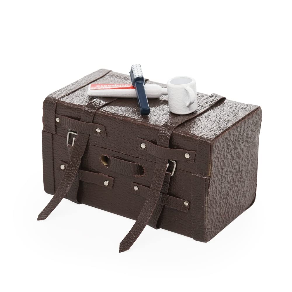 Odoria 1/12 Scale Miniature Trunk - Wooden Dollhouse Suitcase Decor