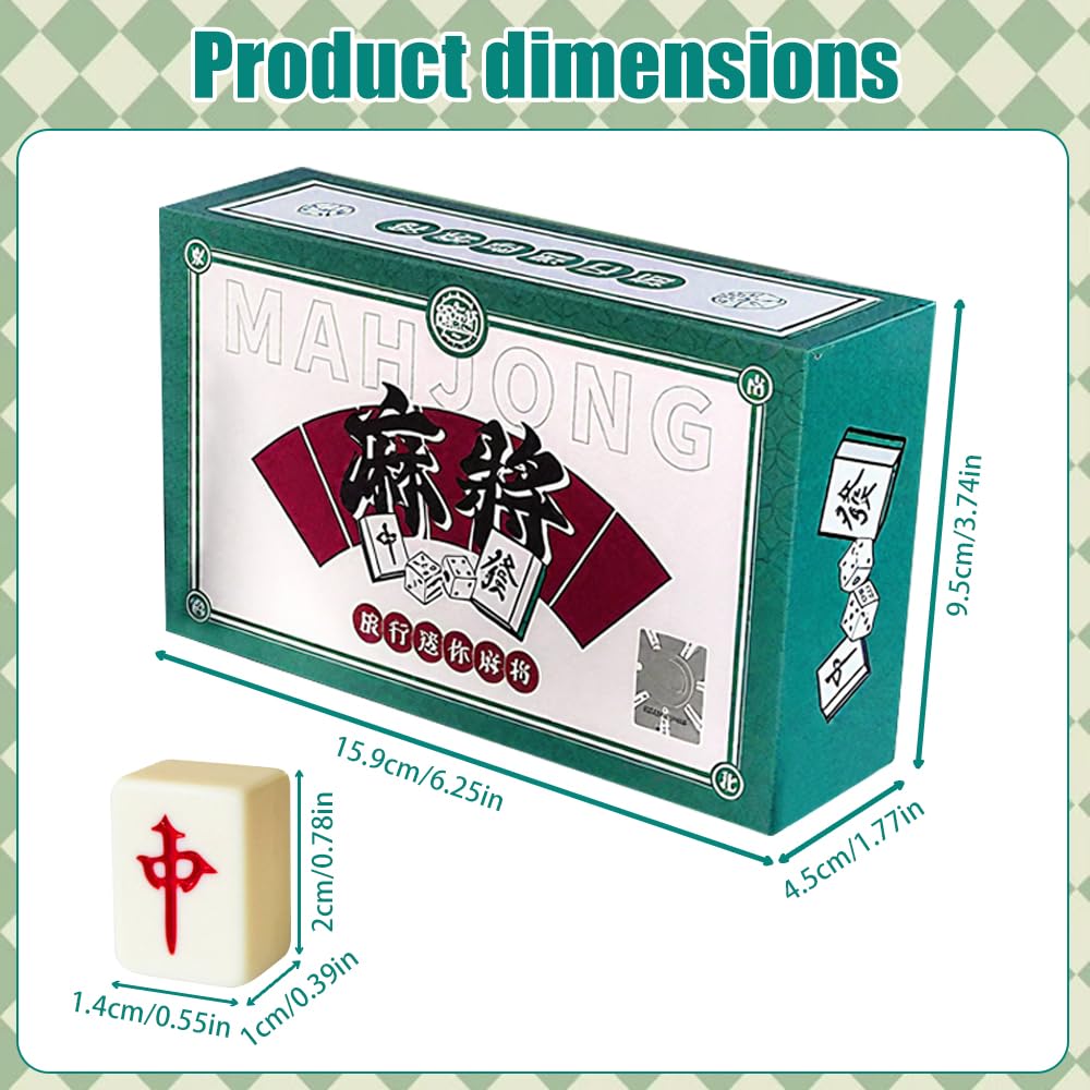 HIULLEN Mini Mahjong Set, Mahjong Set Portable, Chinese Traditional Mahjong Set - Image 2