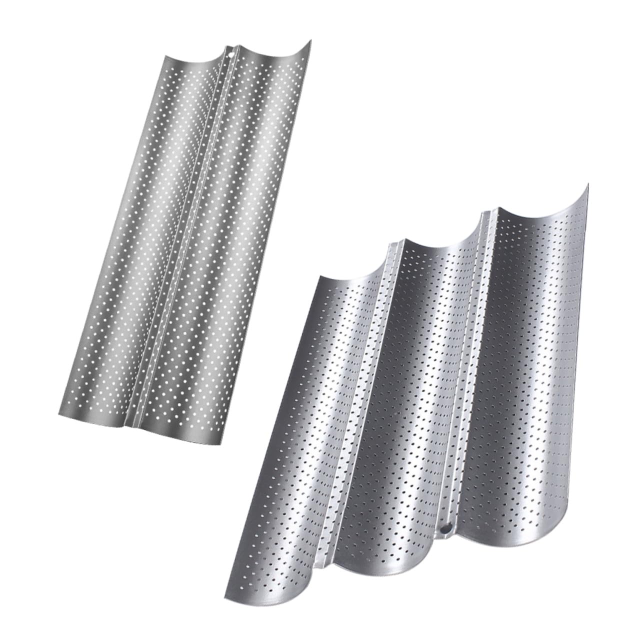 Hohopeti Molde para Hornear Baguette 2piezas de Acero Inoxidable Plata Antiadherente Fácil de Almacenar Multiusos para Panadería y Tienda de Postres