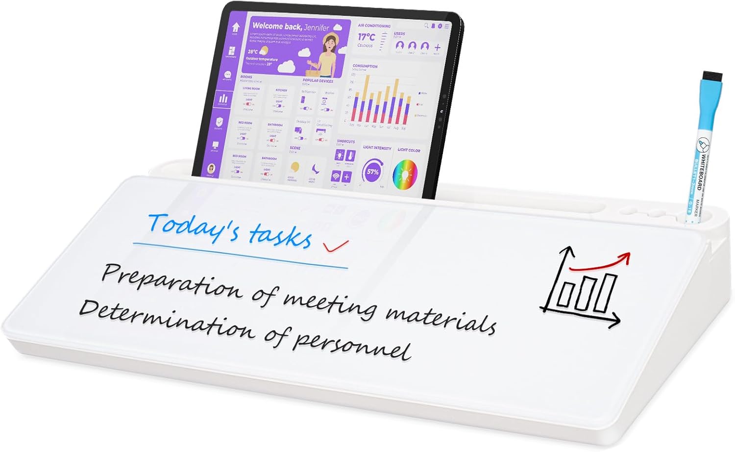 QUEENLINK Glass Desktop Whiteboard with Storage, Small Dry Erase Board with Drawers Desk Whiteboard with Stand Computer Keyboard Stand Organizer for Office Desk Accessories(White) QUEENLINK Glass Desktop Whiteboard with Storage, Small Dry Erase Board with Drawers Desk Whiteboard with Stand Computer Keyboard Stand Organizer for Office Desk Accessories(White)