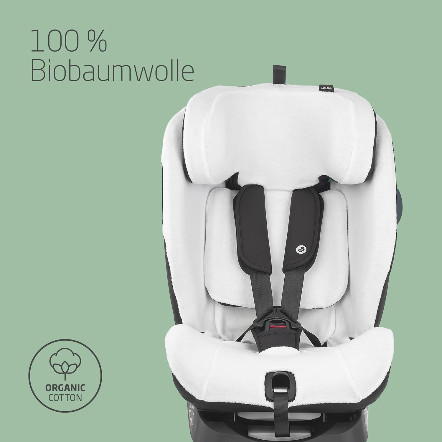 Maxi-Cosi Autositzbezug aus Bio-Baumwolle für Titan S i-Size & Titan S Comfort, Babyschalenbezug, weiches, atmungsaktives und feuchtigkeitsabsorbierendes Material, waschmaschinenfest, Natural White