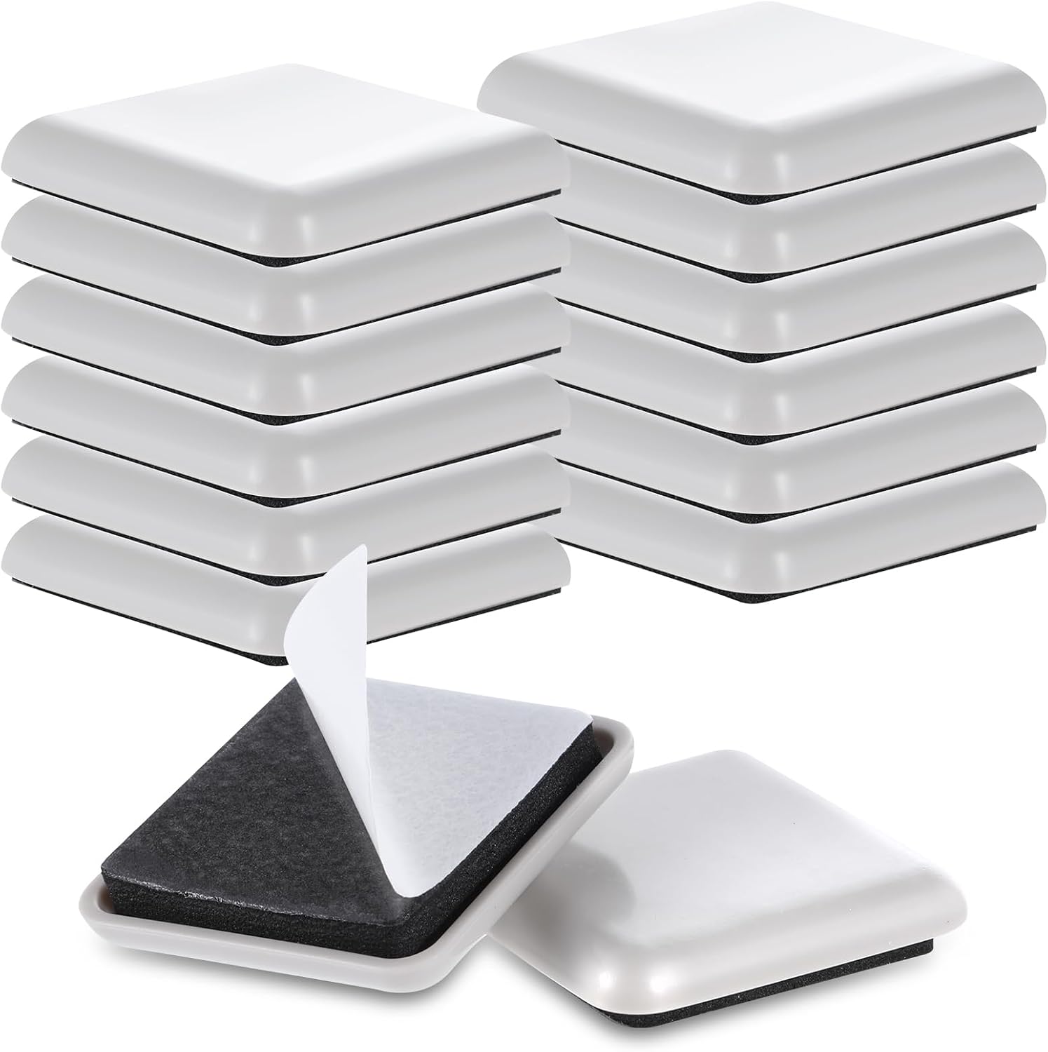 12Pcs Furniture Sliders, Square Self-Adhesive Furniture Sliders Pads