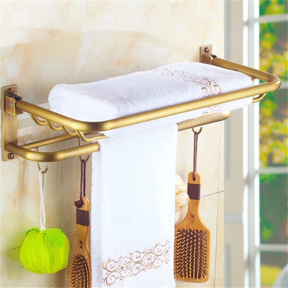 LMYSXAOZ LNNSHX Towel Racks,Bathroom Rack Wall Mounted Holder,Bath Hardware Antique Brass Carved Rack,Towel Shelf Bathroom Accessories/Towel 1/a (Towel Rac