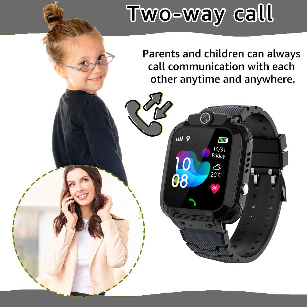 GPS kids Smartwatch Phone per Impermeabile, GPS Localizzatore di tracciamento con Chat Vocale, Sveglia SOS per il Gioco di Matematica Studente Bambini Smart Watch, Regalo Ragazzo e Ragazza, Pink