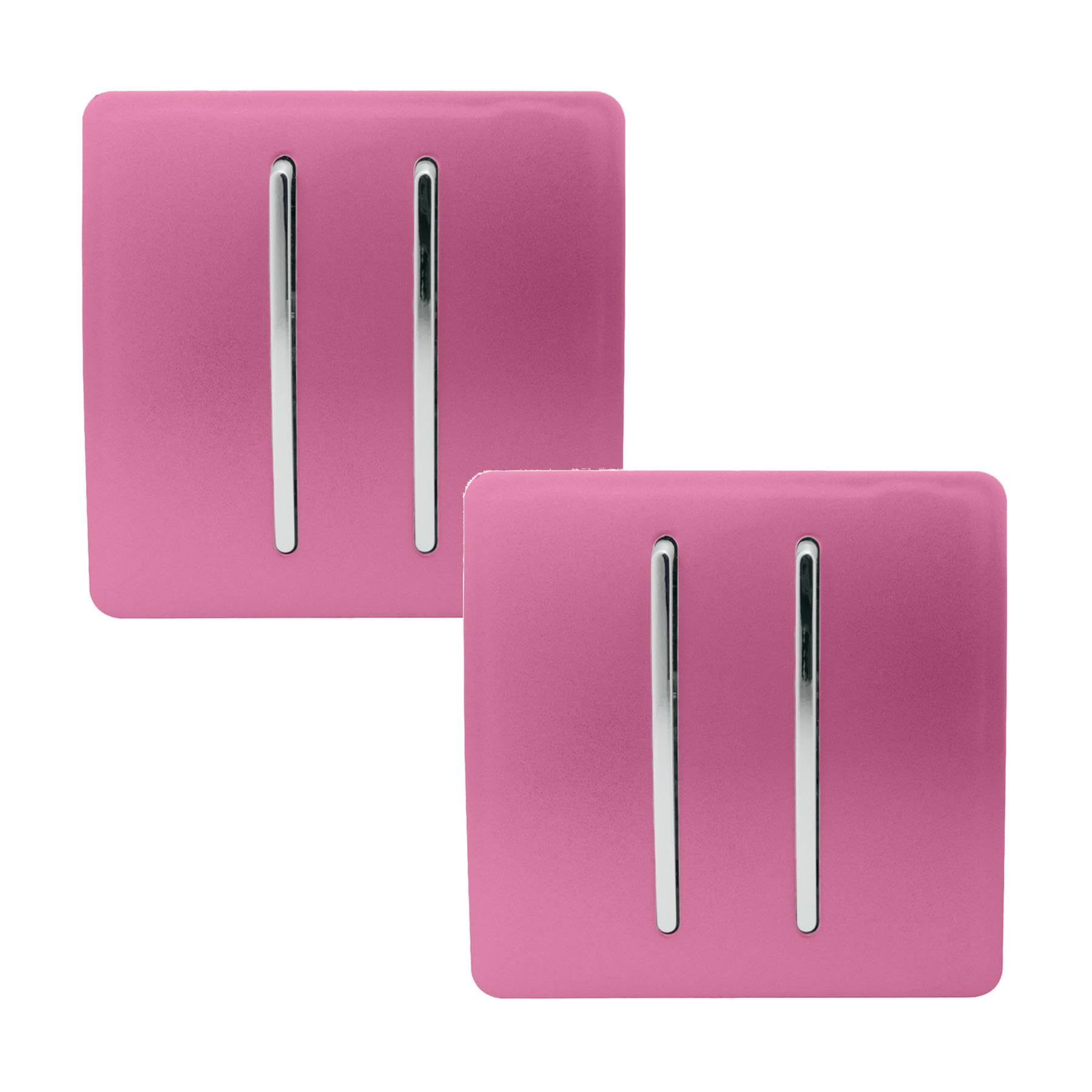 Trendi 2 Gang 2 Way Artistic Modern Glossy 10 Amp Rocker Tactile Light Switch Pink (Pack of 2)