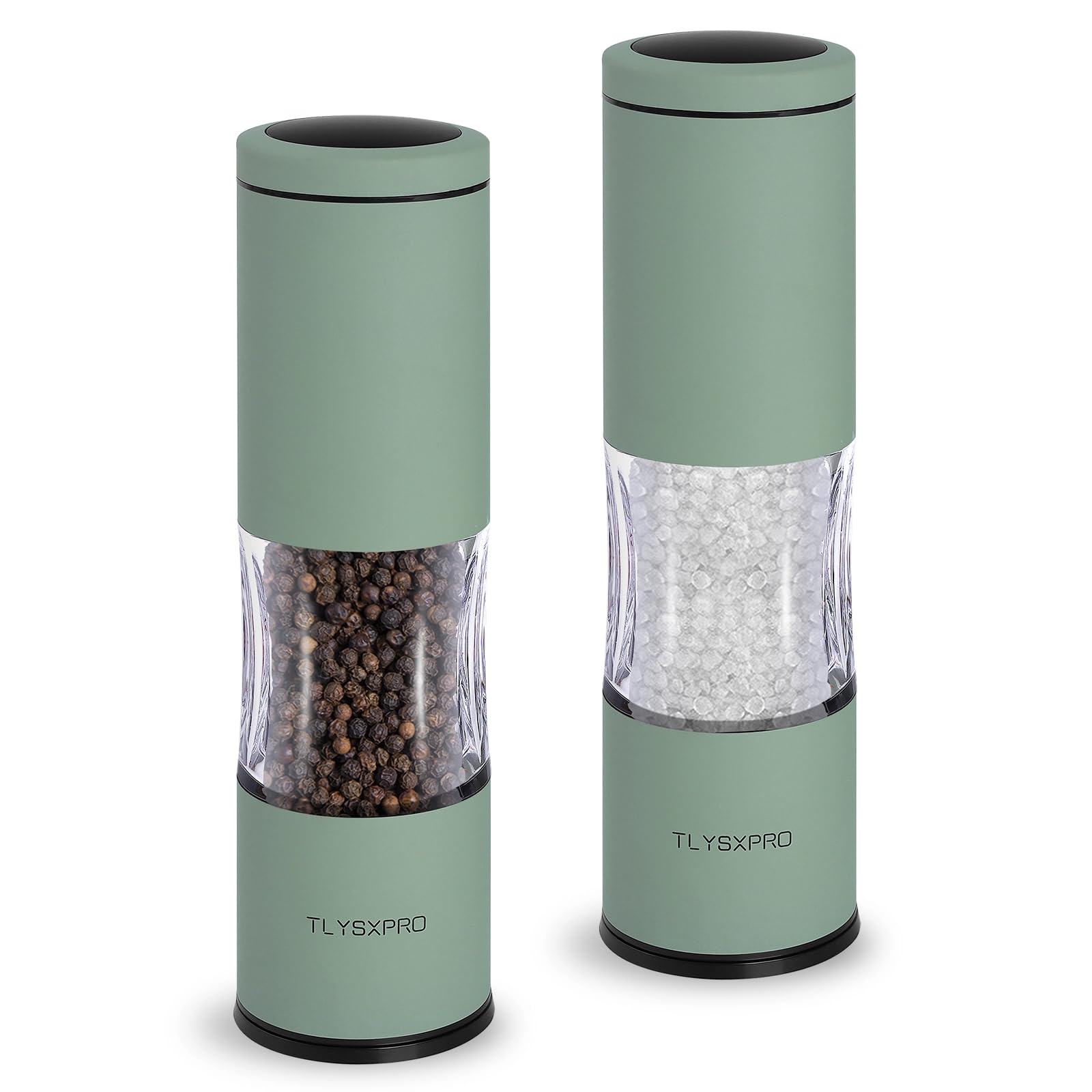 TLYSXPRO Salt and Pepper Grinder Set with Adjustable Coarseness | Manual Pepper Mill Grinder with Refillable Design | Ceramic Core | Kitchen Essential (2 Packs, Sage)