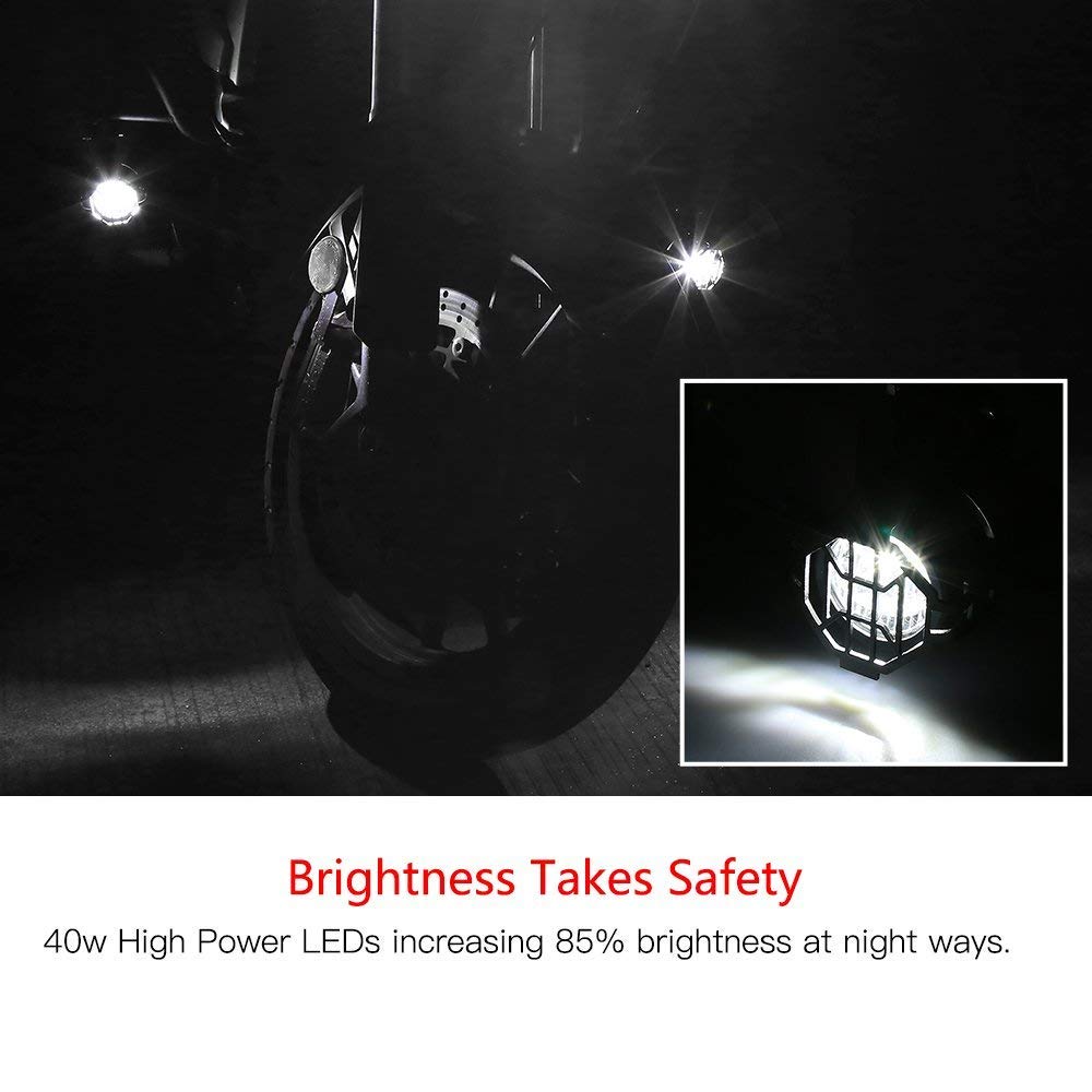 SUPAREE Motorcycle Auxiliary Lights, LED Headlights Angel Eyes Daytime Running Lamps with Protect Guards Wiring Harness High/Low Beam Replacement for R1200GS/ADV