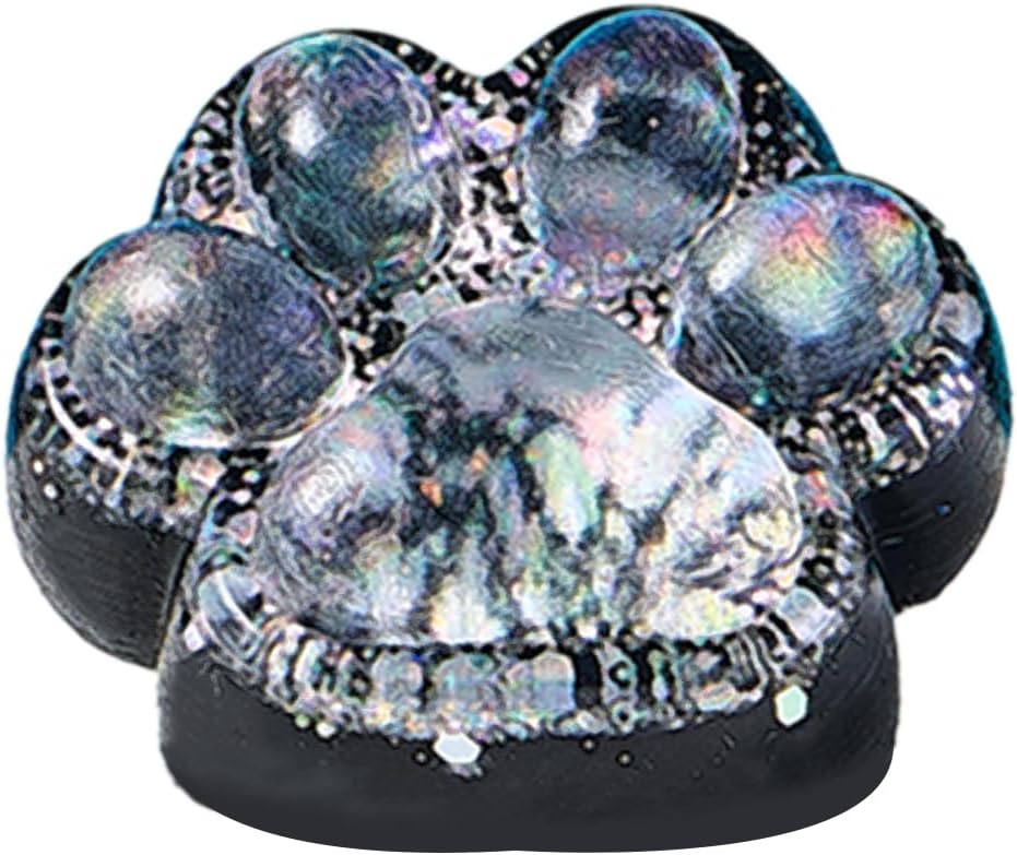 Transparent Black Paw Squishy Squeeze Toy, Kawaii Stress Relief Fidget Sensory, Soft Silicone Squeeze Gifts for Kids Adults Party Favors (Silver)