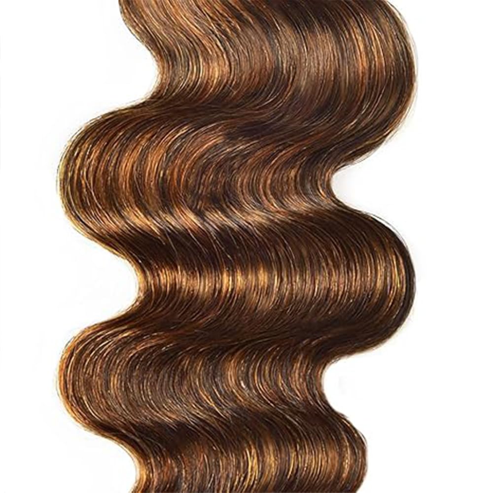 Perruque Dames Bundles Human Hiar Unprocessed Brazilian Virgin Body Wave Human Hair Extensions P430 Highlight Brown Cheveux Humains Bundle With Minimal Shedding Hair 12 14 16 Inch