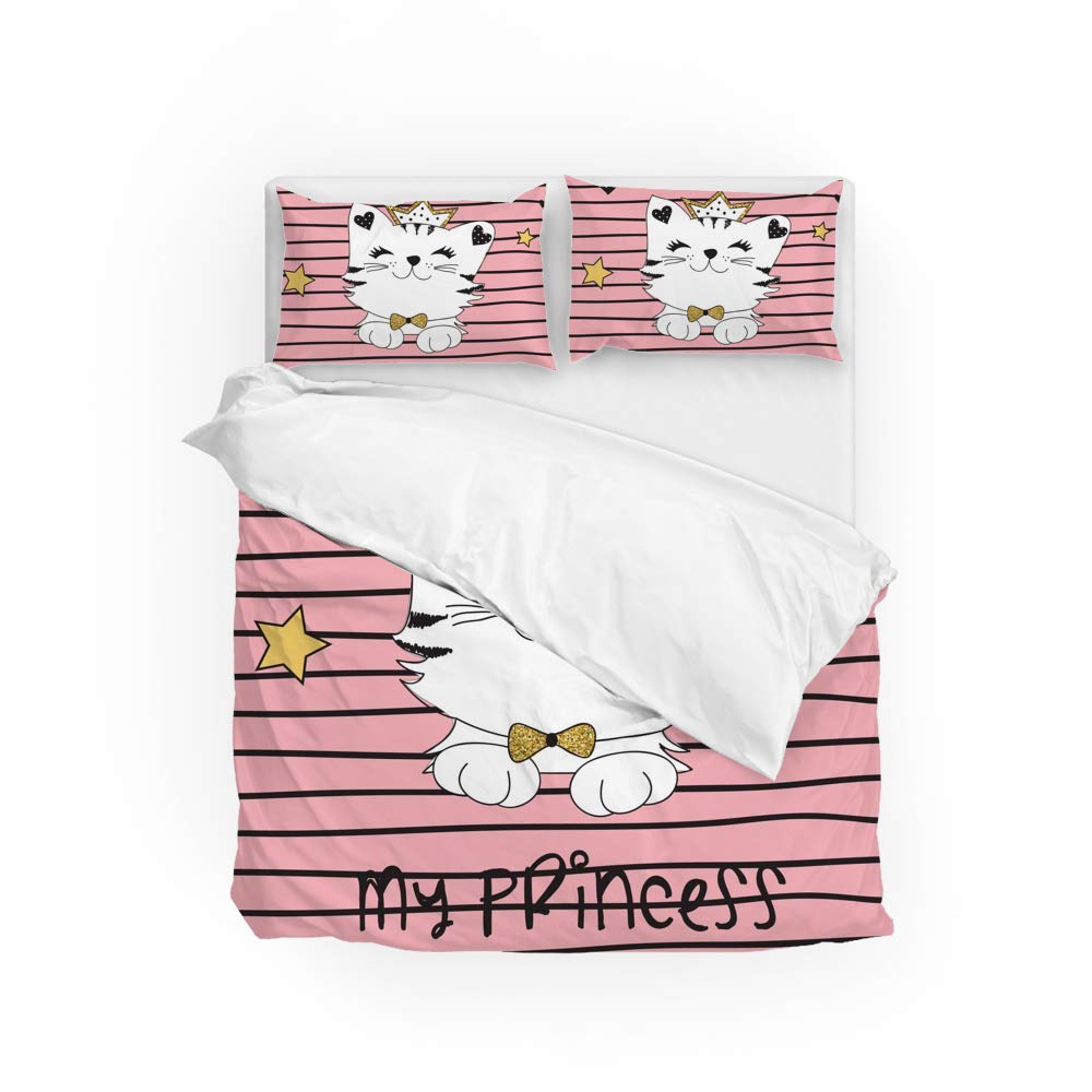 Parure de lit CHEHONG chat princesse Queen Size microfibre