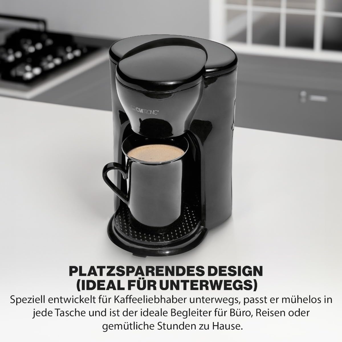 Clatronic KA3356 Ekspres Do Kawy Z Kubkiem Ceramicznym, ‎300 W, Czarny