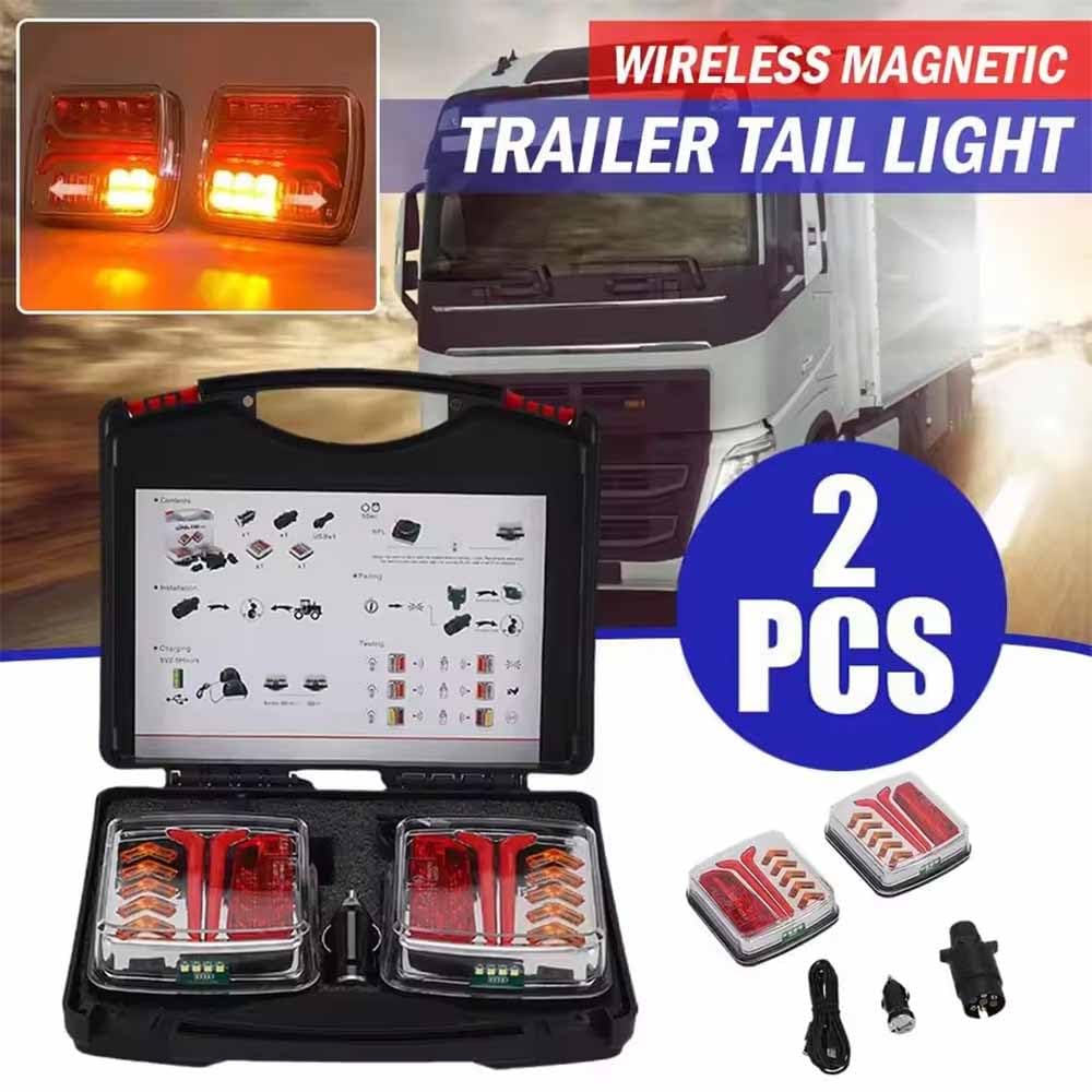 NEWFUN Fanali Posteriori Rimorchio, 12V Fanali Posteriori Rimorchio Led, Fanale Posteriore Magnetico Combinato, Impermeabile, Ricaricabile, per Rimorchi, Camion, Roulotte o Autocarri, E-Mark