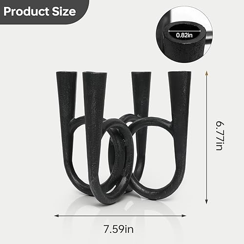 Miniatura 3 de Portavelas cónicos de hierro negro, soportes decorativos de metal para bodas, mesa de comedor, decoración del hogar, candelabros de hierro fundido