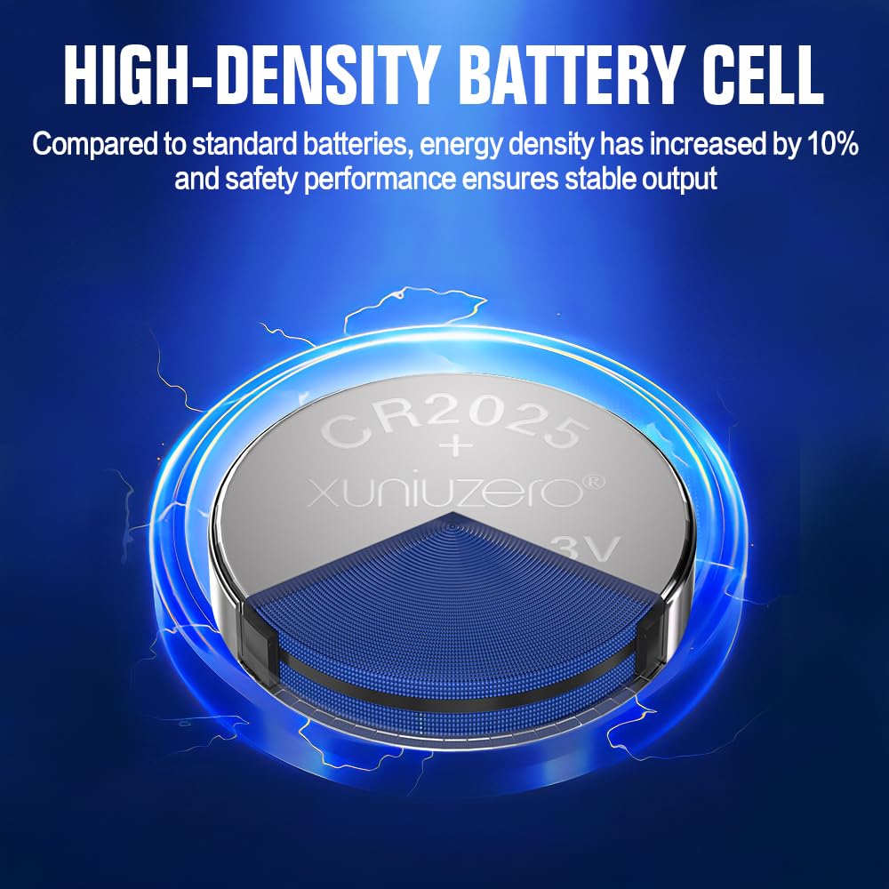 Confezione da 12 batterie a bottone al litio CR2025, 3 Volt, per la sicurezza dei bambini, compatibile con telecomandi, portachiavi, orologi, calcolatrici, 7 anni di durata