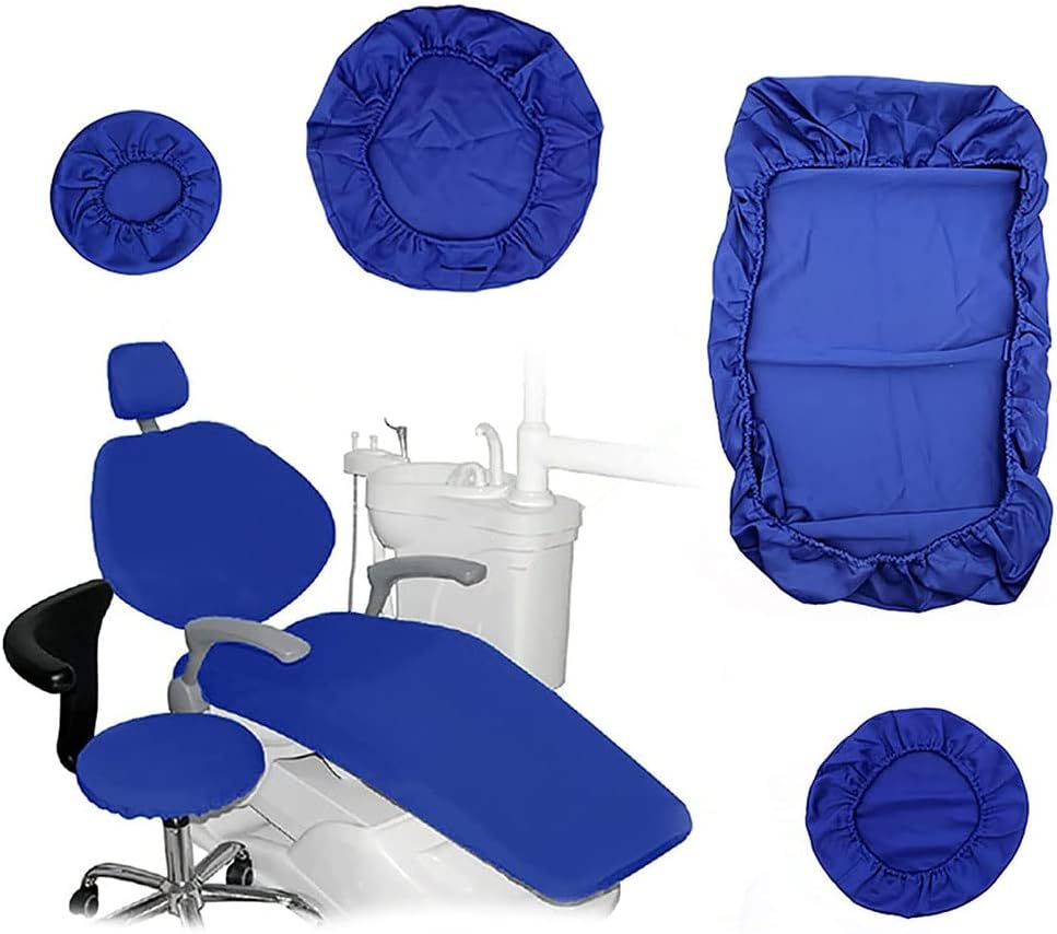 4Pcs/Set Protective Full Dental Chair Cover, Chair Seat Slipcover and Backrest Cover,PU Leather Unit Dental Chair Seat Cover Chair Cover Elastic Waterproof Protective Case Protector Dentist