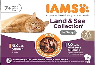 IAMS Delights Senior Wet Cat Food, Multipack with Chicken and Fish in Sauce, High-Quality Wet Food for Older Cats from 7 Years, 12 x 85 g product image