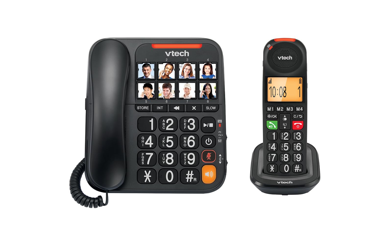 VTech CL6550 téléphone Filaire + téléphone DECT sans Fil,à Grosses Touches,bloqueur d'appels,combiné et Base avec Haut-Parleur,Gros Boutons et Grand écran,Touches de Composition avec Photo
